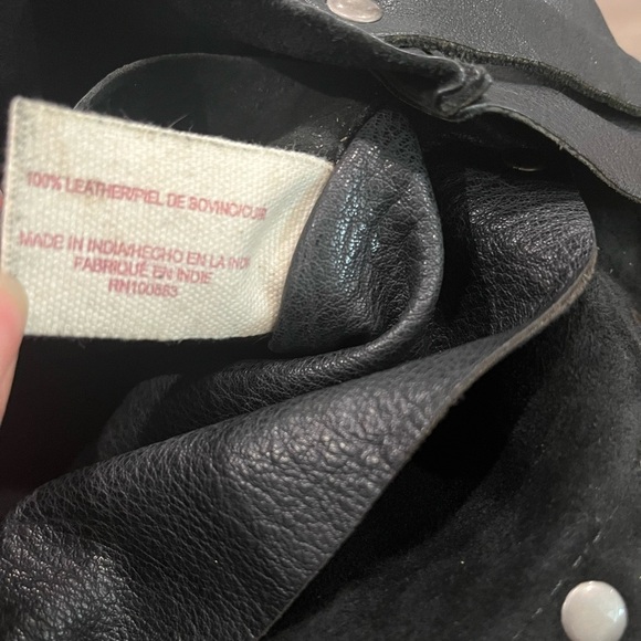 Lucky Brand Pebble Leather Studded Black Crossbody Bag Boho Hippie - Picture 8 of 16